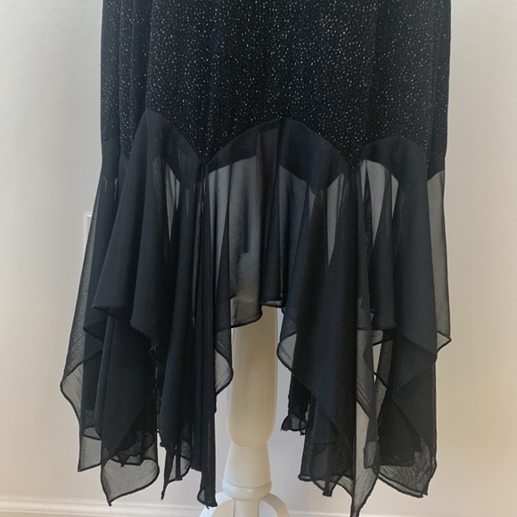 Vtg Onyx Nite Black Dress Fairy Grunge Whimsigoth Sparkly Asymmetrical H… - Picture 3 of 11